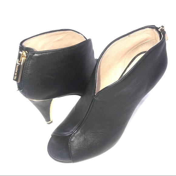 LOUISE ET CIE BLACK GOLD LEATHER BOOTIES - Picture 3 of 10